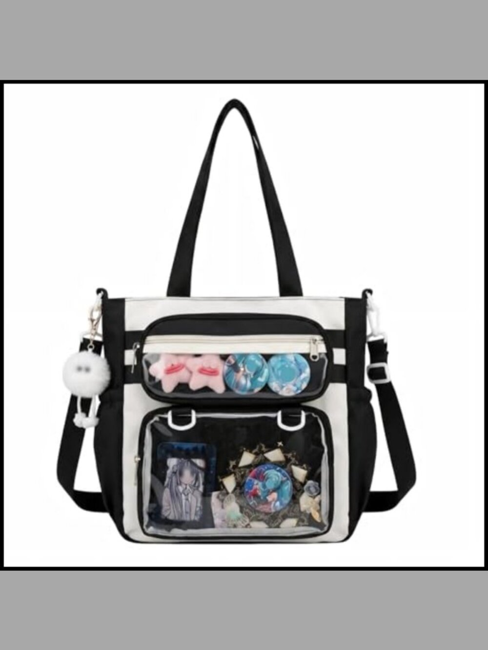 Canvas Ita Bag Crossbody Large Pin Display Messenger Tote